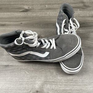 Vans High Tops Grey Suede Skateboard Shoes Checkered Mens Size 11 Classic